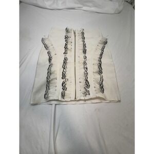 Gold Label Wow Couture Stretch White Feathers Body-con Skirt Size M Night Out
